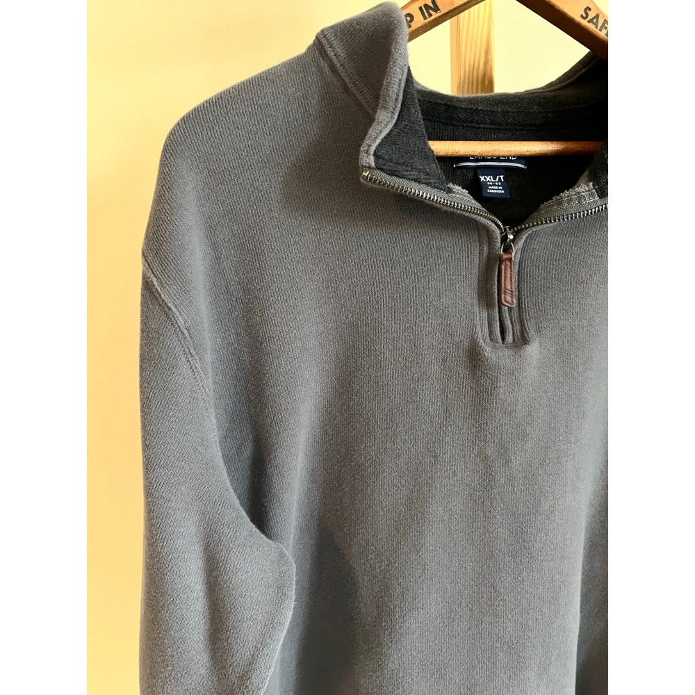 Lands End Mens Gray Quarter Zip Pullover Sweatshirt XXL - Picture 4 of 4